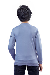 Dusty Blue Graphic Print Boys Full Sleeves T-Shirt